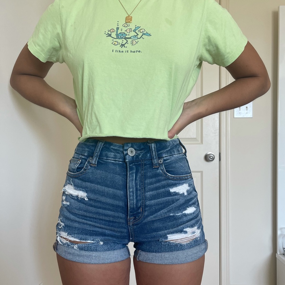american eagle ripped jean shorts